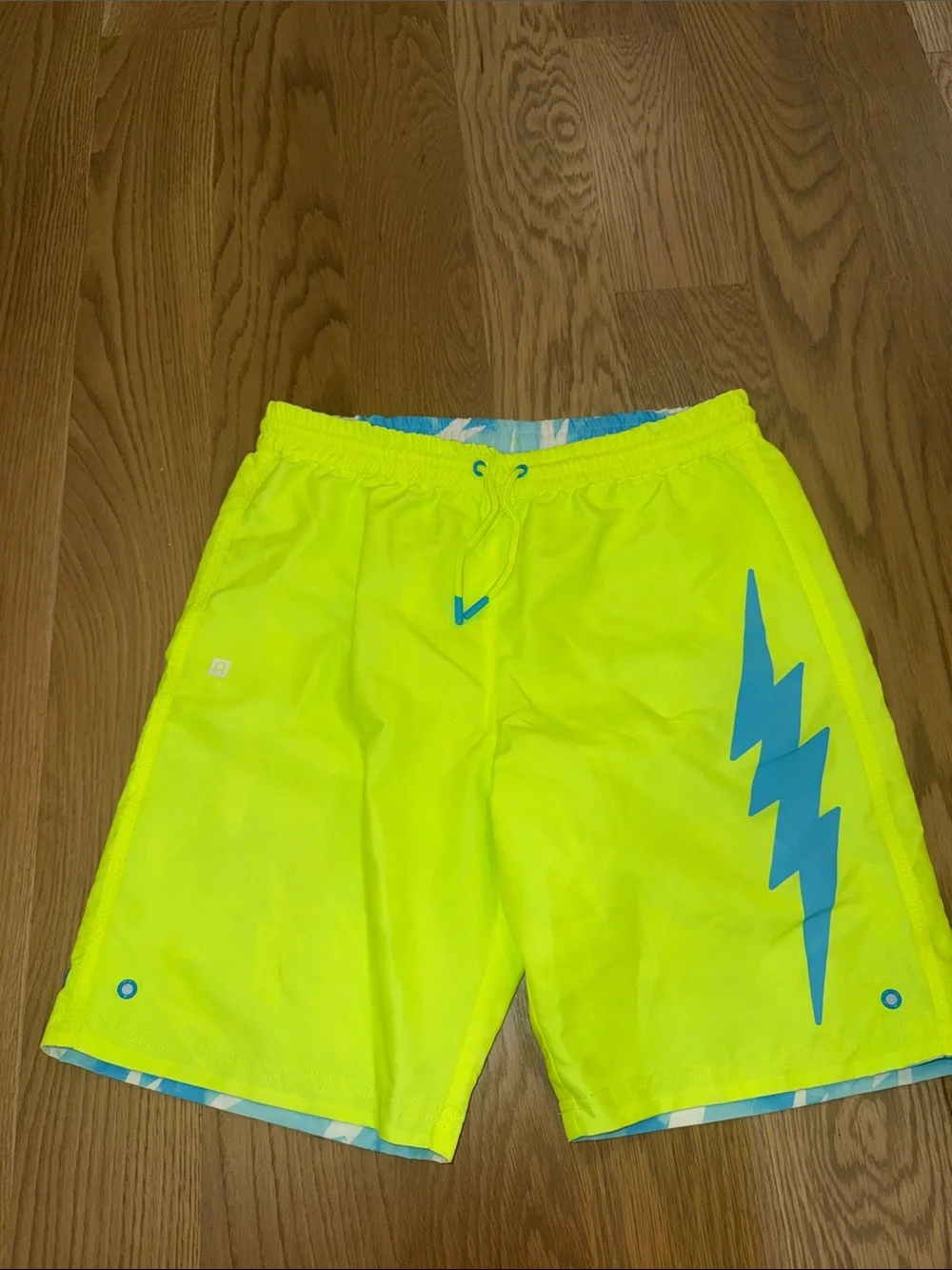 Kids Neon Reversible Lightning Accent Swimtrunks